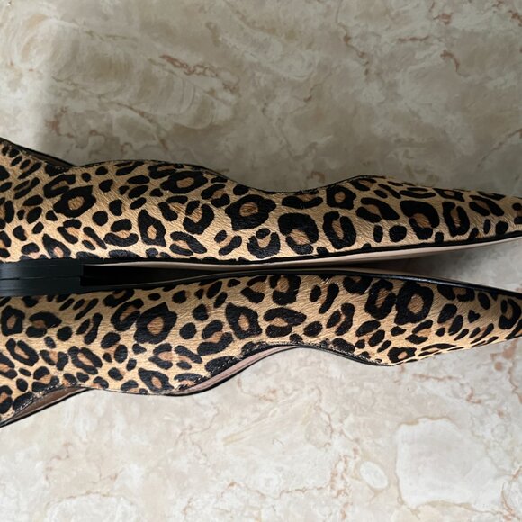 NWOB Sam Edelman Sz 7.5 Riza Leopard Print Calf Hair Pointed Toe Leather Flats - Picture 7 of 12